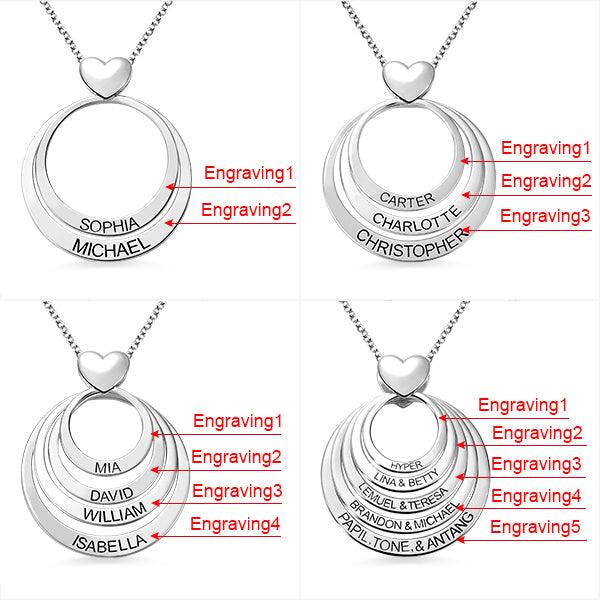 Personalized Jewelry Family Gifts for Mom | Name Engraved Heart Necklace | Family Name Necklace - Belbren