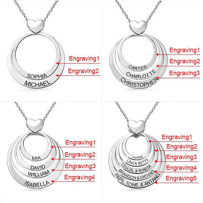 Personalized Jewelry Family Gifts for Mom | Name Engraved Heart Necklace | Family Name Necklace - Belbren