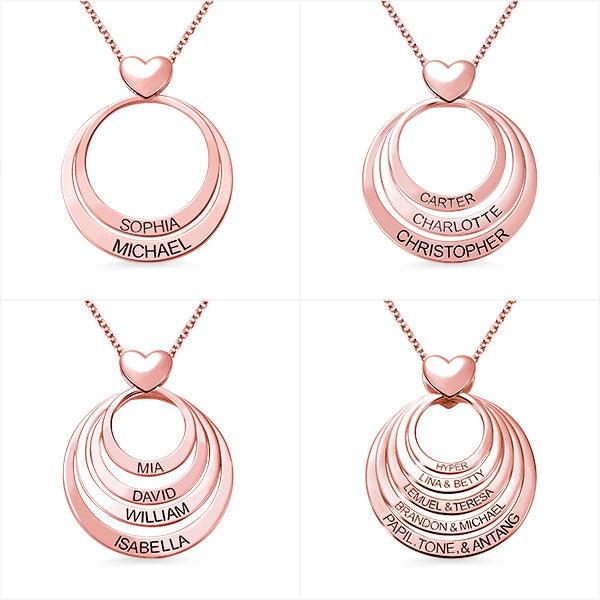 Personalized Jewelry Family Gifts for Mom | Name Engraved Heart Necklace | Family Name Necklace - Belbren