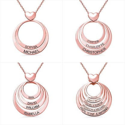 Personalized Jewelry Family Gifts for Mom | Name Engraved Heart Necklace | Family Name Necklace - Belbren