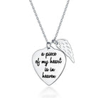 Personalized Memorial Heart Necklace with Angel Wing Charm in Sterling Silver - Custom Engraved Remembrance Jewelry - Belbren