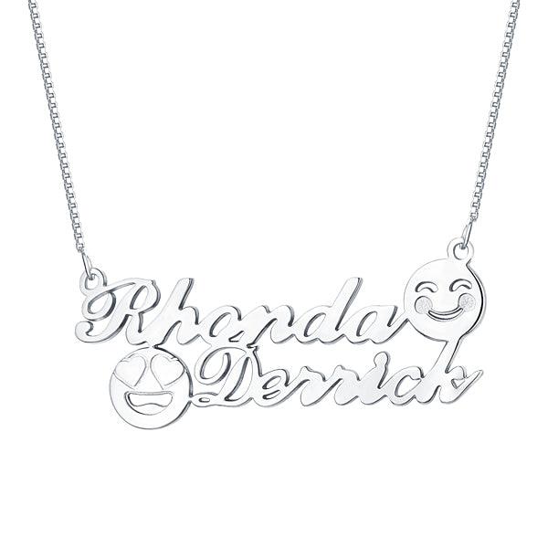 Personalized Memorial Initial Double Name Emoji Necklace Sterling Silver - Belbren
