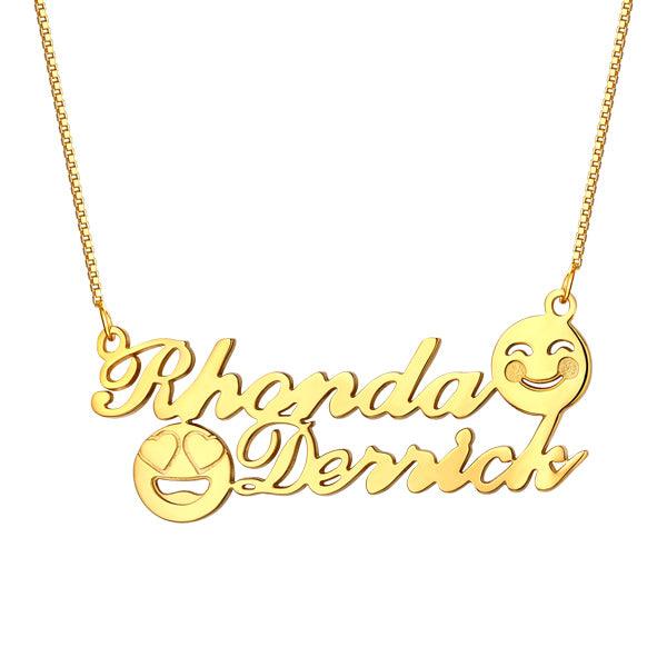 Personalized Memorial Initial Double Name Emoji Necklace Sterling Silver - Belbren