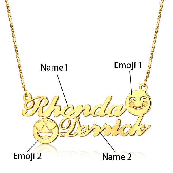 Personalized Memorial Initial Double Name Emoji Necklace Sterling Silver - Belbren