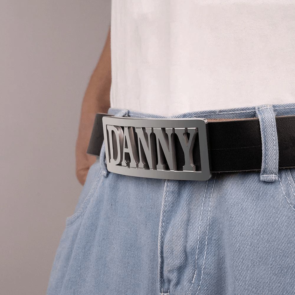 Custom Name Belt Buckle in Silver Gold Unisex Hip Hop Leather Belt Belbren