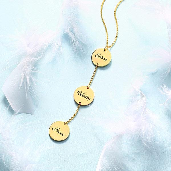 Personalized Name Disc/Coin Necklace Gold Plated Silver - Belbren