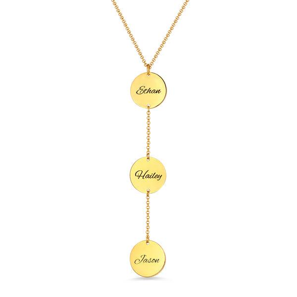 Personalized Name Disc/Coin Necklace Gold Plated Silver - Belbren