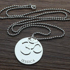 Personalized Om Disc Yoga Name Necklace Sterling Silver - Belbren