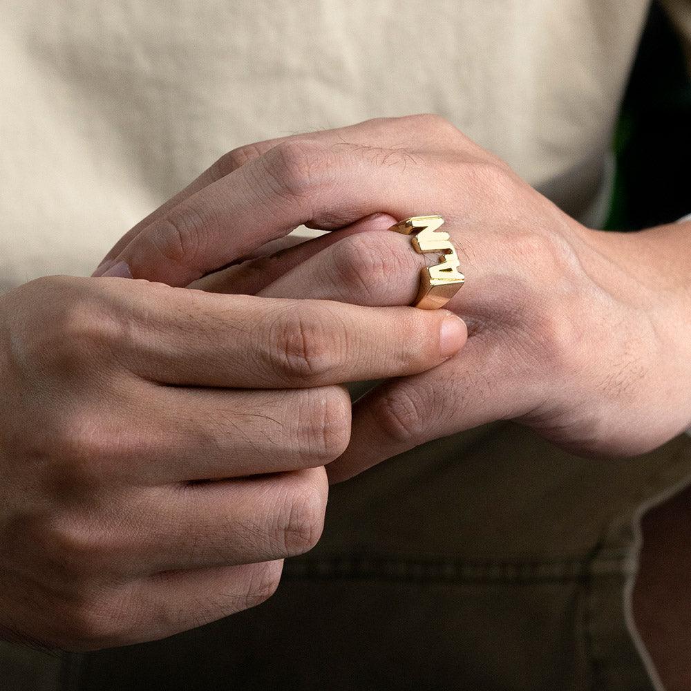 Personalized Sterling Silver Name Ring - Customizable Monogram Initial Ring for Men and Women - Available in Silver, Gold, and Rose Gold - Belbren