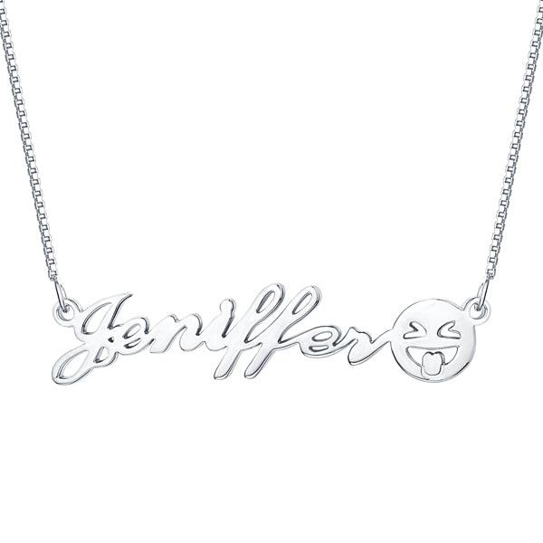 Personalized Name Emoji Necklace Sterling Silver