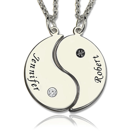 Yin Yang Mother Daughter, Couple Set with Name & Birthstone