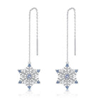 Snowflake Gemstone Long Earrings in Silver - Belbren