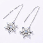 Snowflake Gemstone Long Earrings in Silver - Belbren