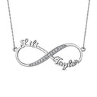 Sterling Silver 925 Infinity Necklace with Sparkling Diamonds - Custom 2 Name Personalized Jewelry for Special Occasions - Belbren