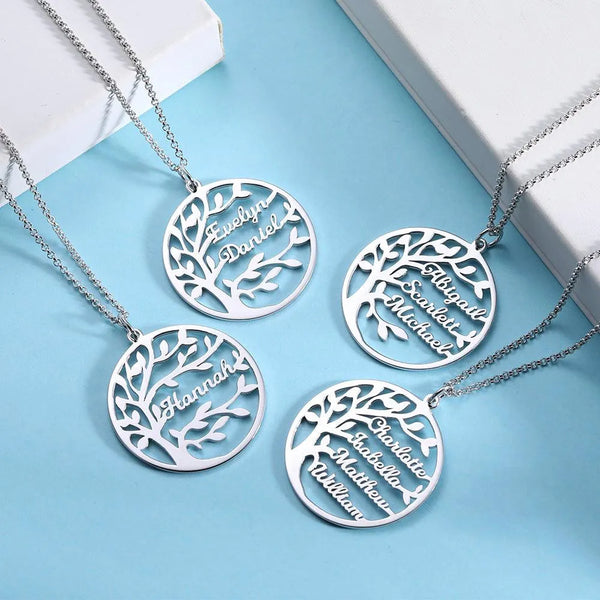 Sterling Silver Custom Family Tree Necklace - Personalized Name Pendant - Perfect Mother's Day Gift - Belbren