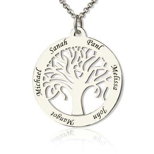 Sterling Silver Tree of Life Necklace | Custom Engraved Family Tree Name Necklace | Mother's Day Gifts - Belbren