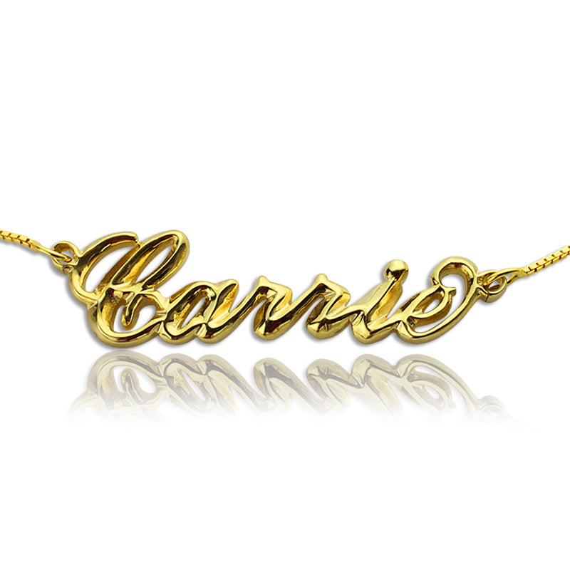 Personalized 3D Carrie Name Necklace 18K Gold Plated Silver